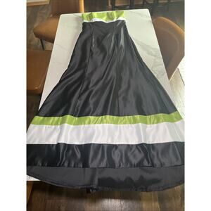 Jessica McClintock Formal Black Lime Green White Colorblock Strapless Dress 10